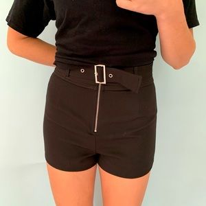 Black Buckled Shorts